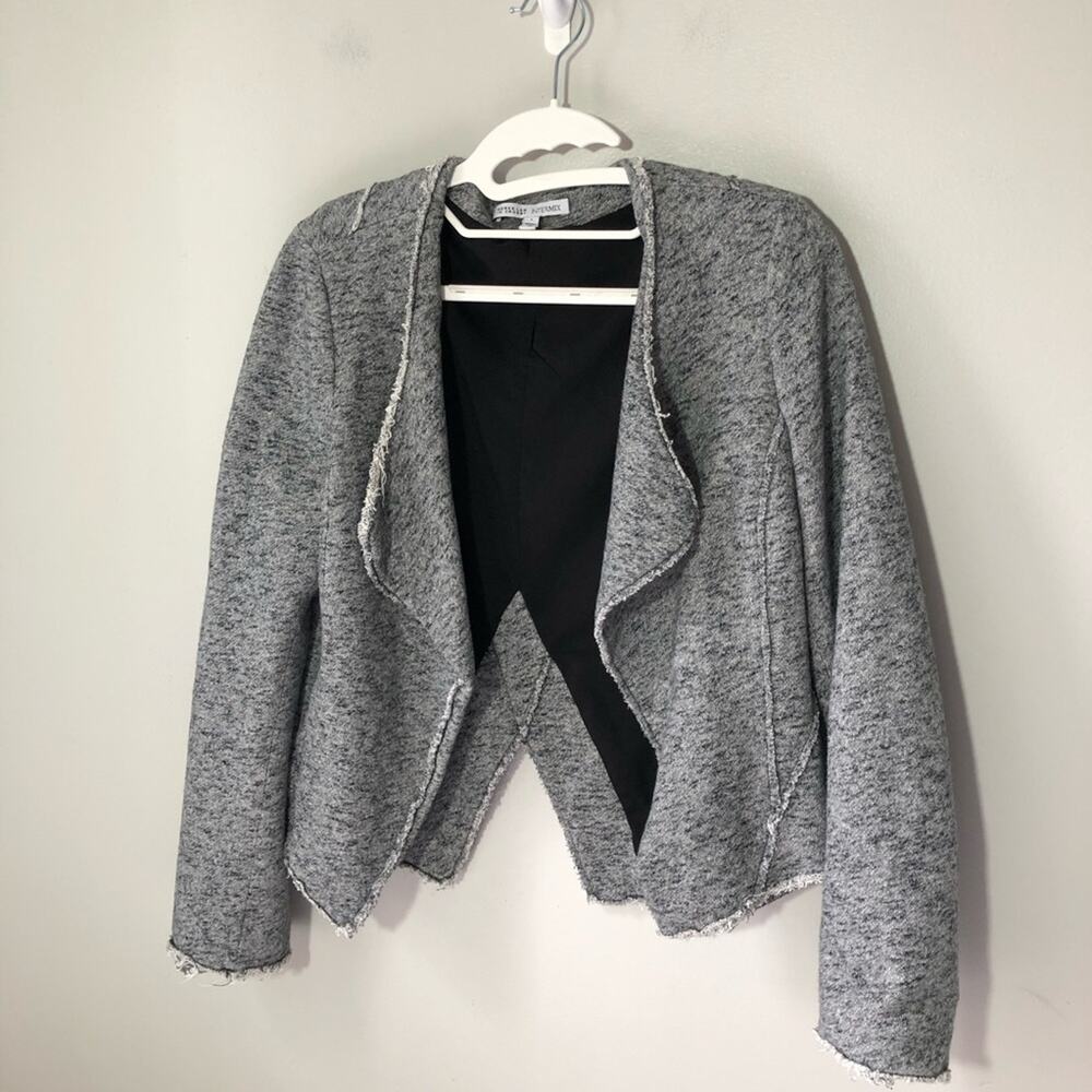 Derek Lam 10 Crosby Intermix womens 8 heather gray cotton open front cardigan